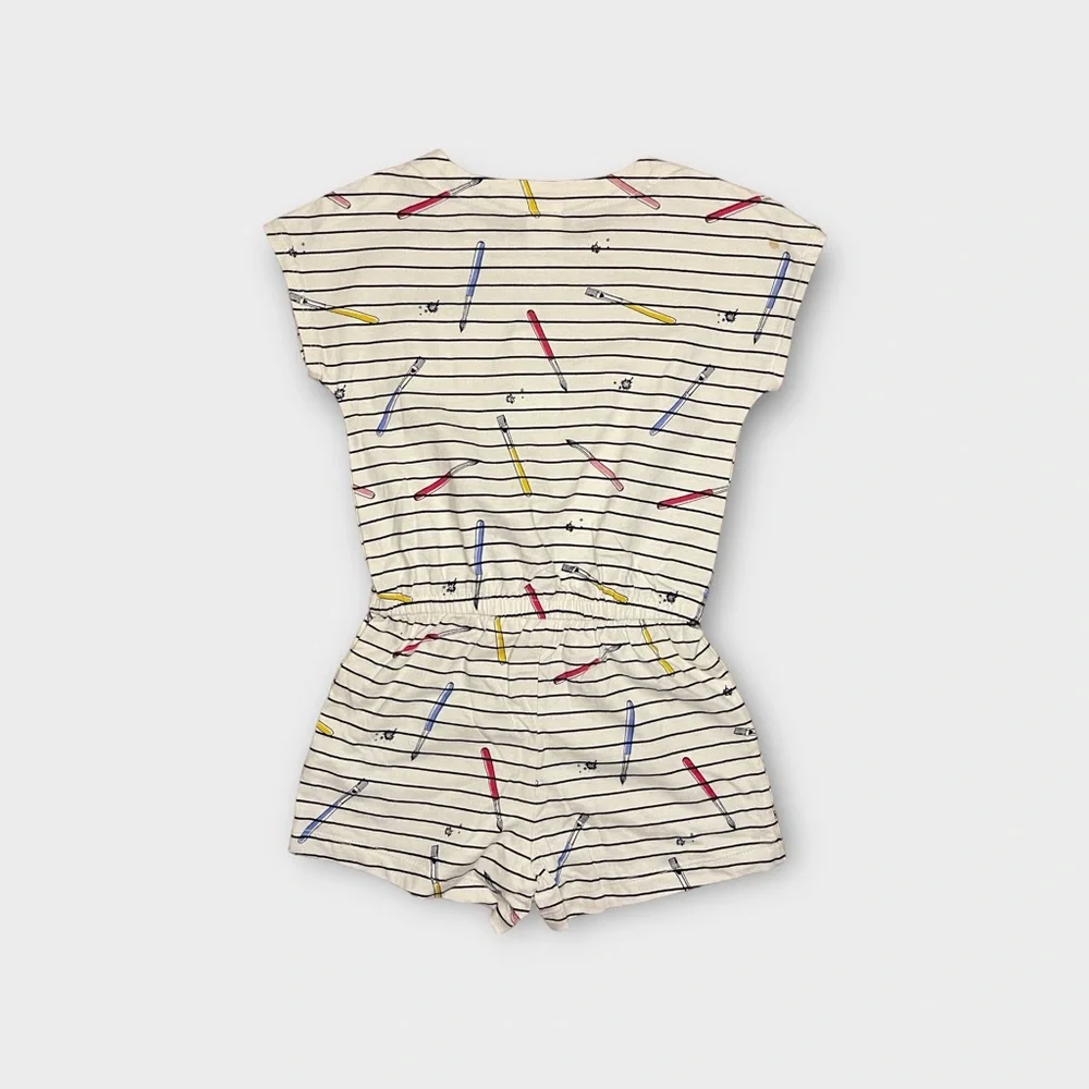Gap Paint Brush Graphic Striped Pocket Romper